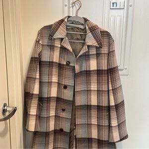 Auralee Maxi Melton Belted Check Wool Long Coat